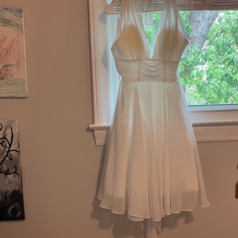 Merry Modes White Halter Chiffon Wedding Dress